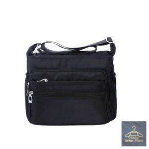 Large Waterproof Nylon Crossbody Bag with 10 Compartments Travel Purse